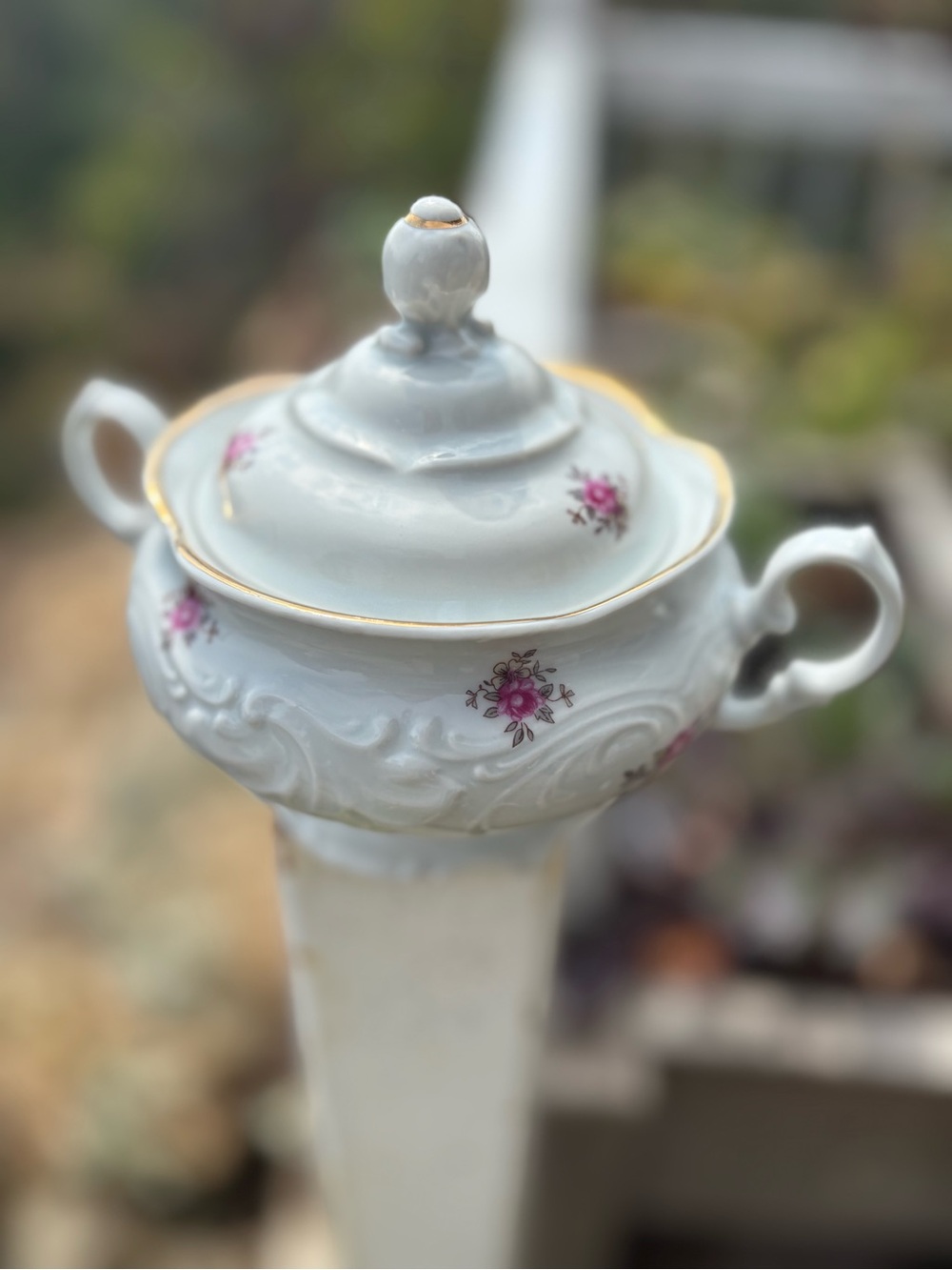 Vintage Porcelain Sugar Bowl With Lid From Poland